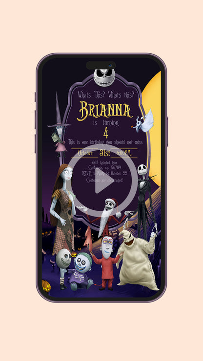 Nightmare Before Christmas Birthday Animated Invitation