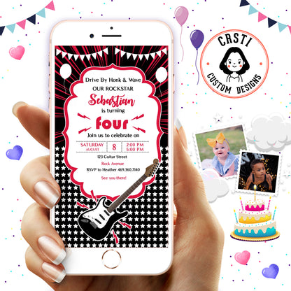 Rockstar Birthday Video Digital Invitation