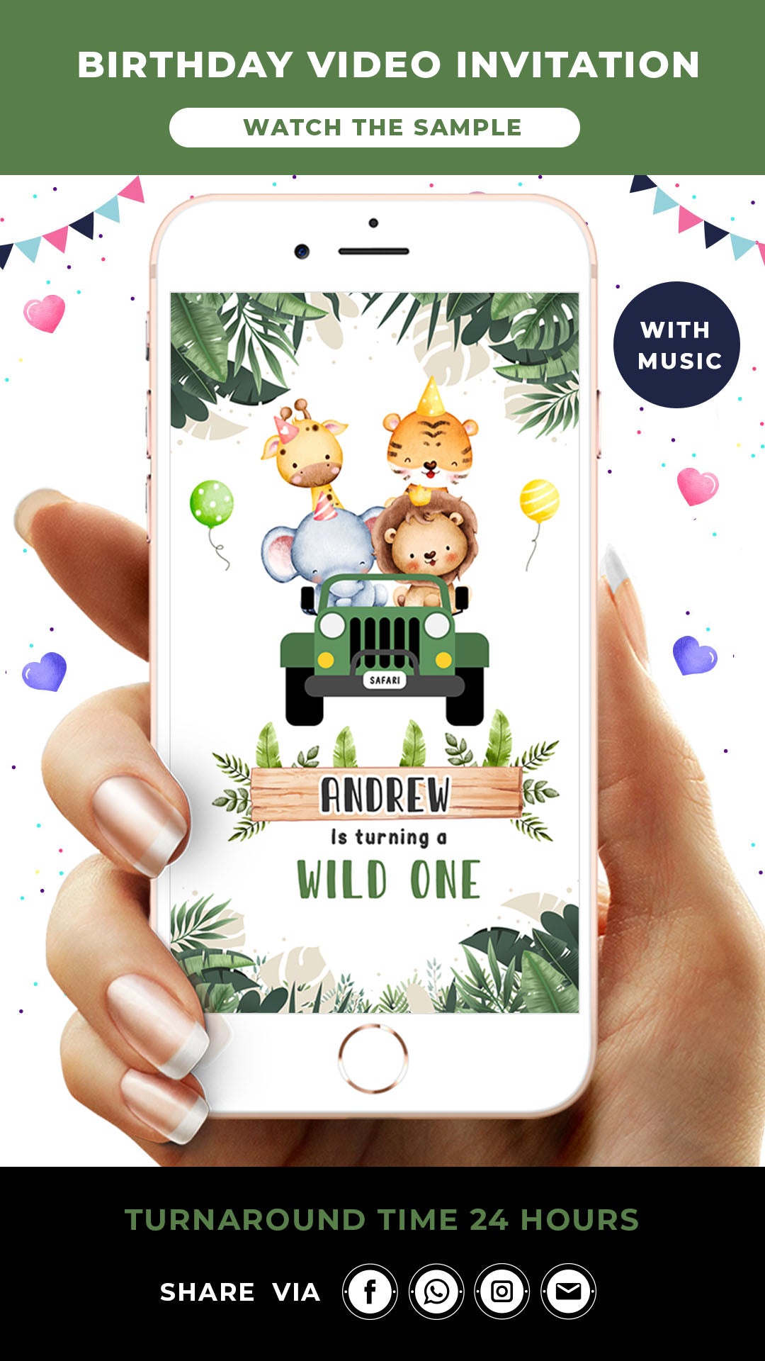 Safari Birthday Video Invitation