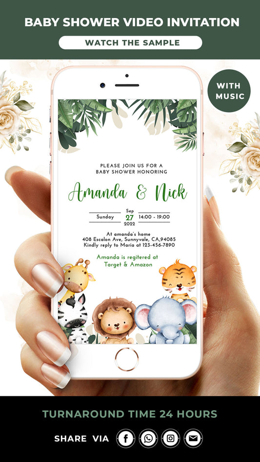 Safari Baby Shower Video Invitation