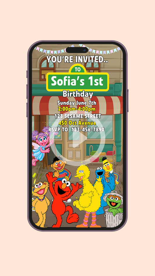 Sesame Street Digital Birthday Party Video Invitation