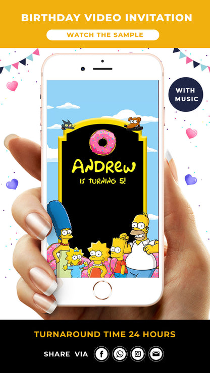 Simpsons Birthday Video Invitation