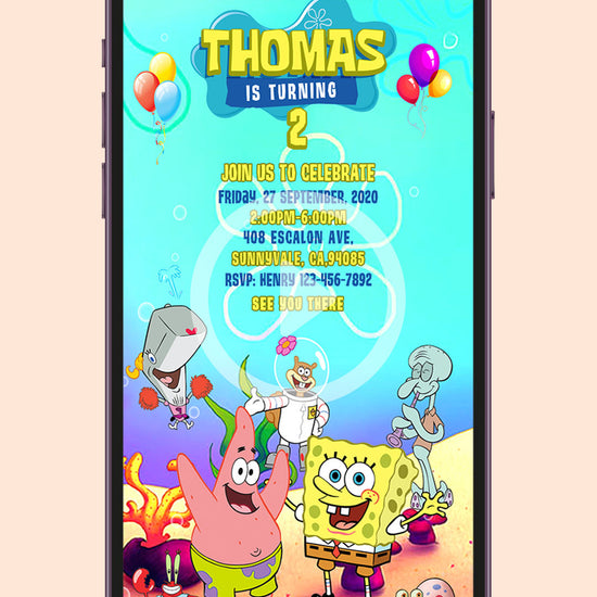 SpongeBob Birthday Video Invitation