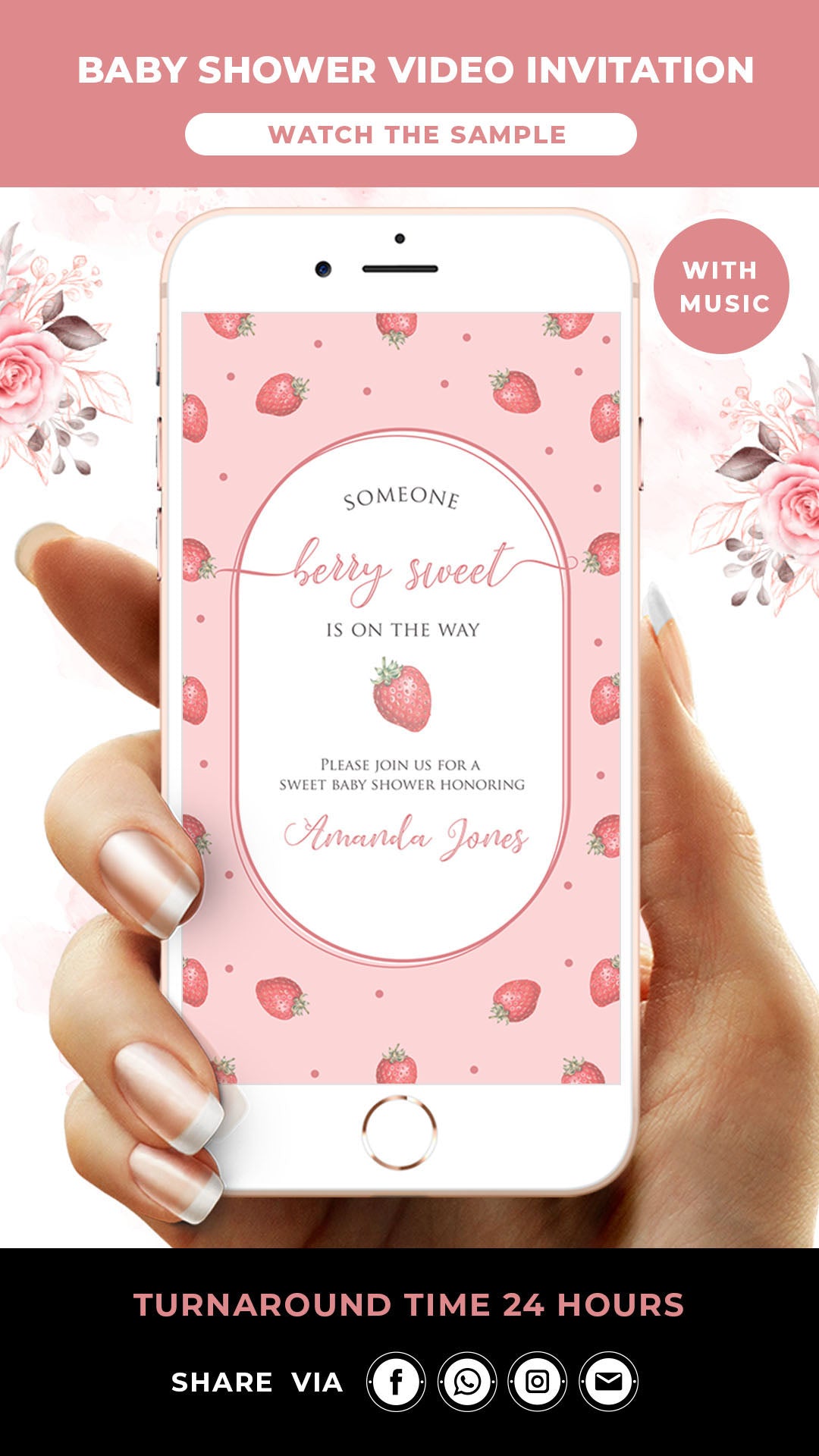 Strawberry Baby Shower Video Invitation