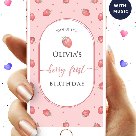 Strawberry Birthday Video Invitation