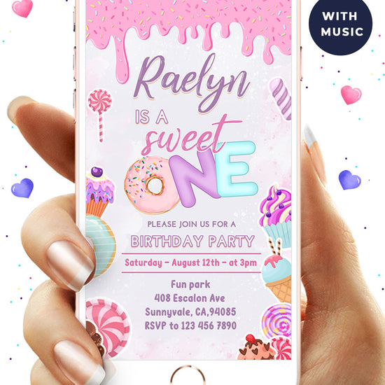 Digital Sweet One Birthday Video Invitation
