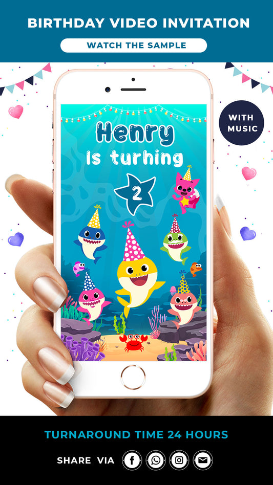 Baby Shark Birthday Video Invitation