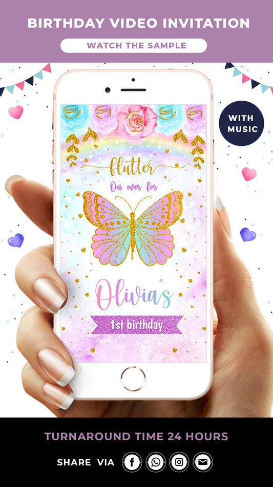 Butterfly Birthday Video Invitation