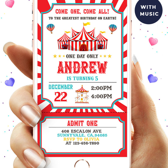 Carnival Ticket Birthday Video Invitation