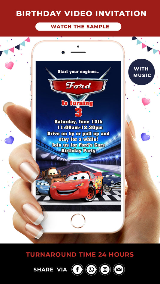 Cars Birthday Video Invitation