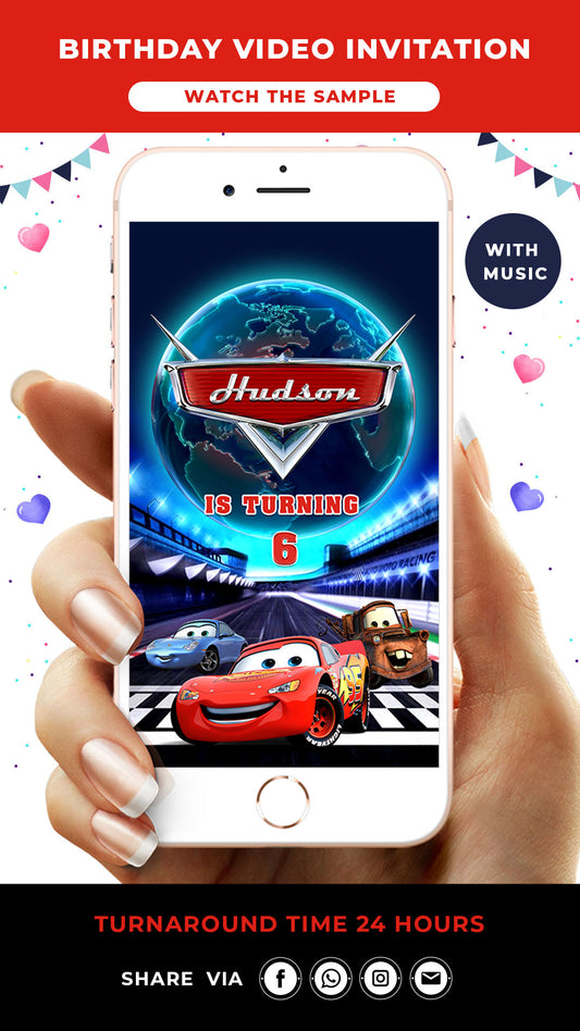 Cars McQueen Birthday Video Invitation