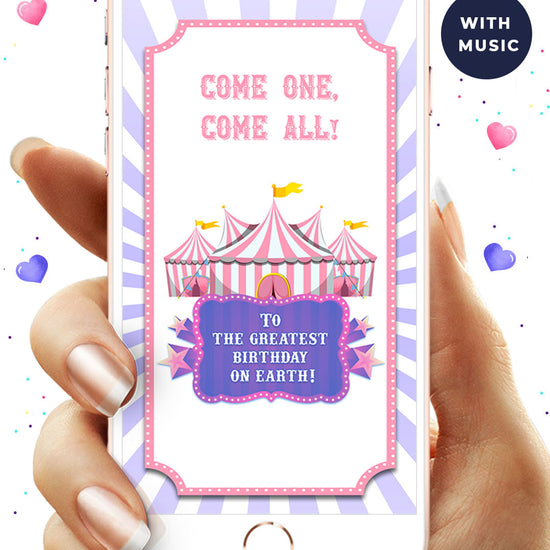 Circus Birthday Video Invitation Pastel