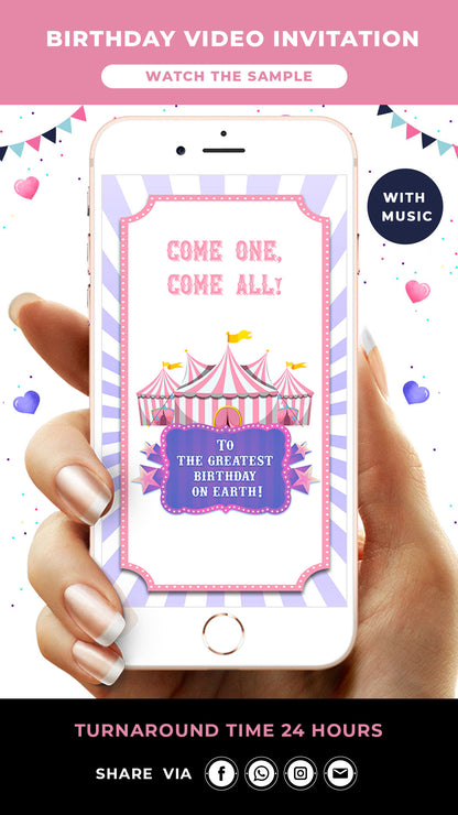 Circus Birthday Video Invitation Pastel