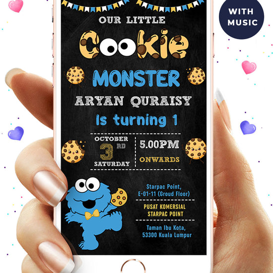 Animated Cookie Monster Birthday Invitation