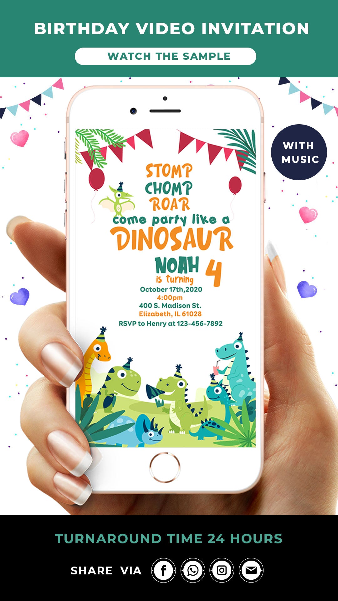 Dinosaur Birthday Video Invitation