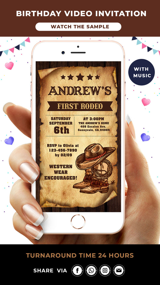 First Rodeo Birthday Video Invitation