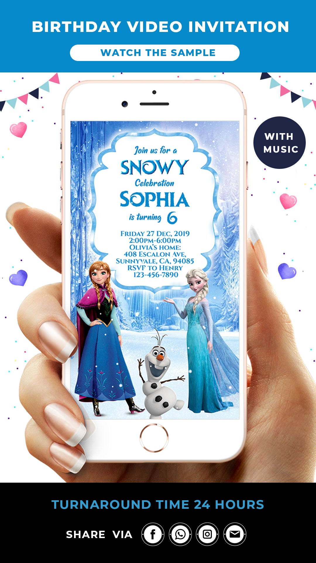 Frozen Digital Birthday Video Invitation