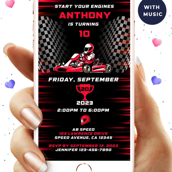 Go Kart Birthday Video Invitation