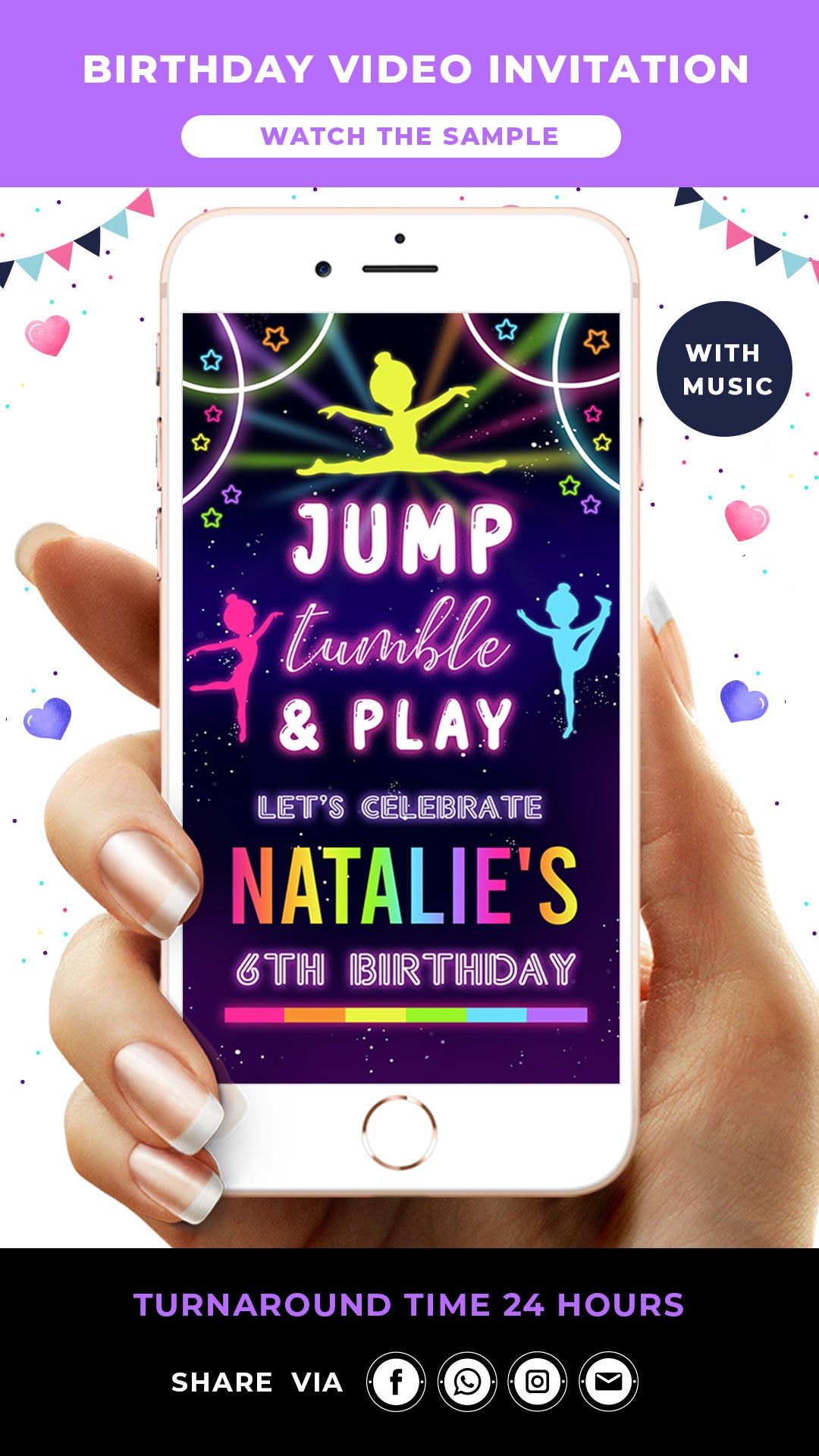 Gymnastics Birthday Video Invitation