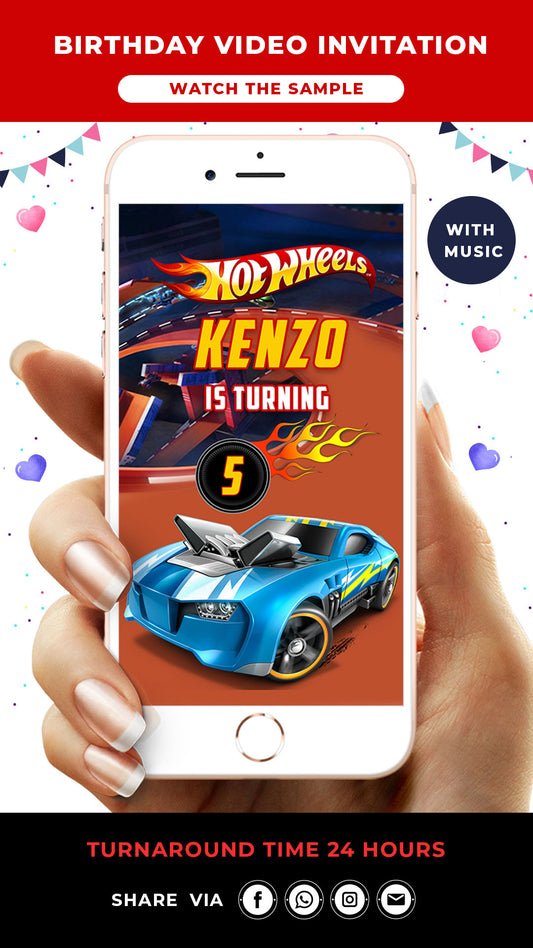 Hot wheels Birthday Video Invitation