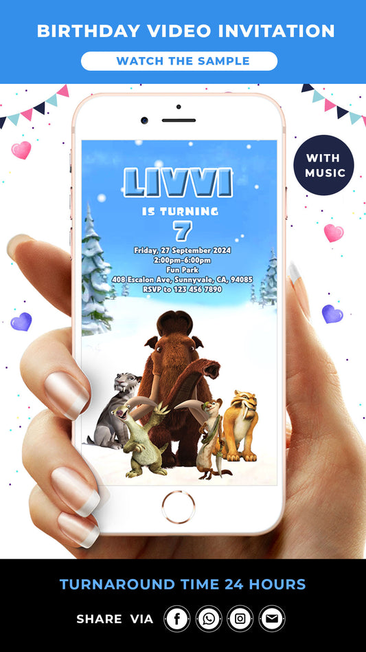 Ice age Birthday Video Invitation