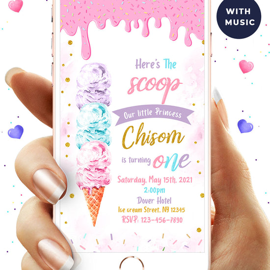 Ice Cream Digital Birthday Video Invitation