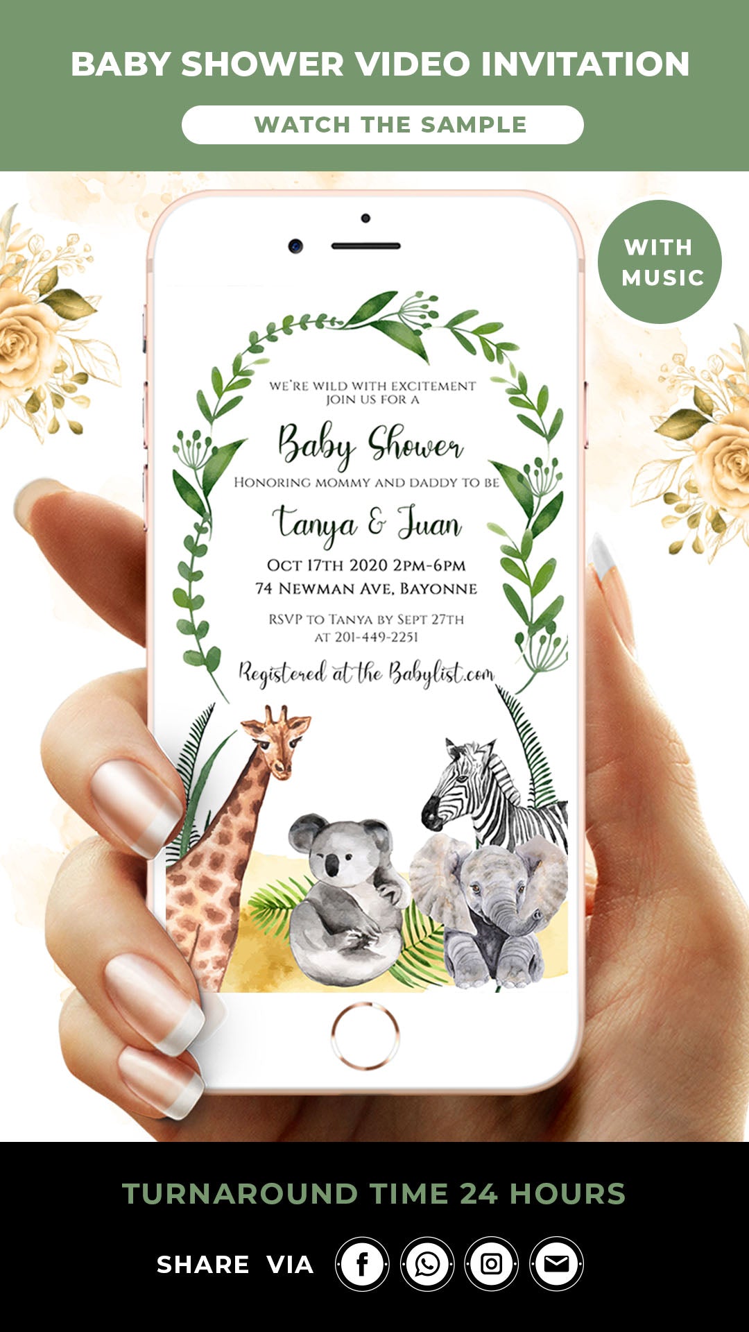 Jungle Baby Shower Video Invitation