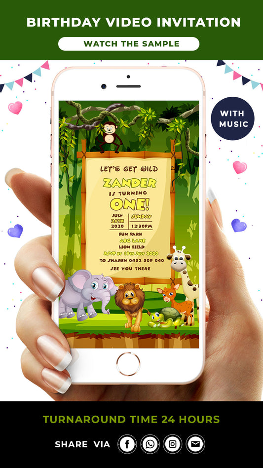 Jungle Safari Birthday Video Invitation