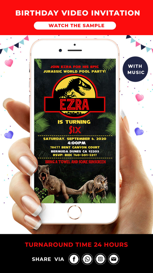 Jurassic Park Birthday Video Invitation