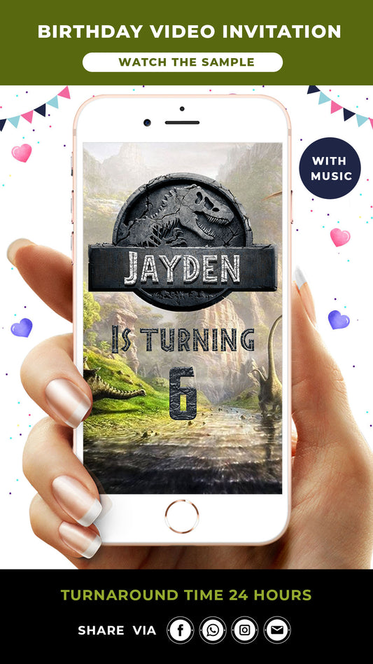 Jurassic World Birthday Video Invitation