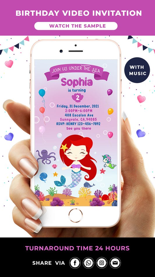 Mermaid Birthday Animated Invitation