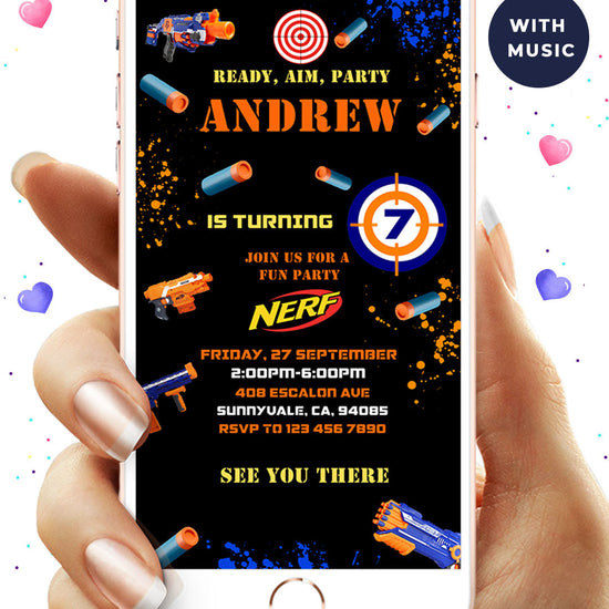 Nerf Gun Birthday Video Invitation