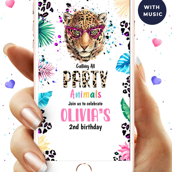 Digital Party Animals Birthday Video Invitation
