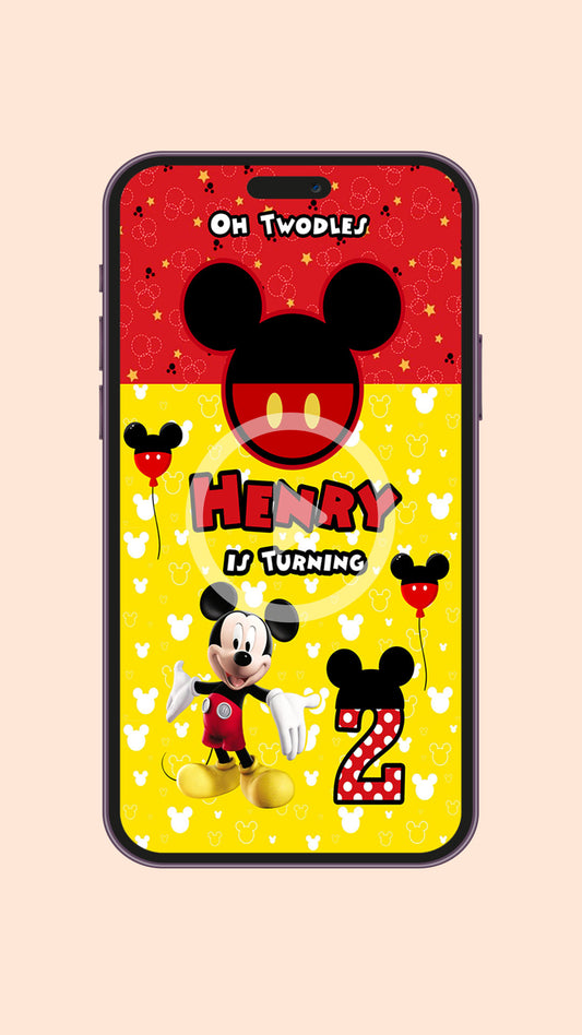 Polka Dot Mickey mouse invitation
