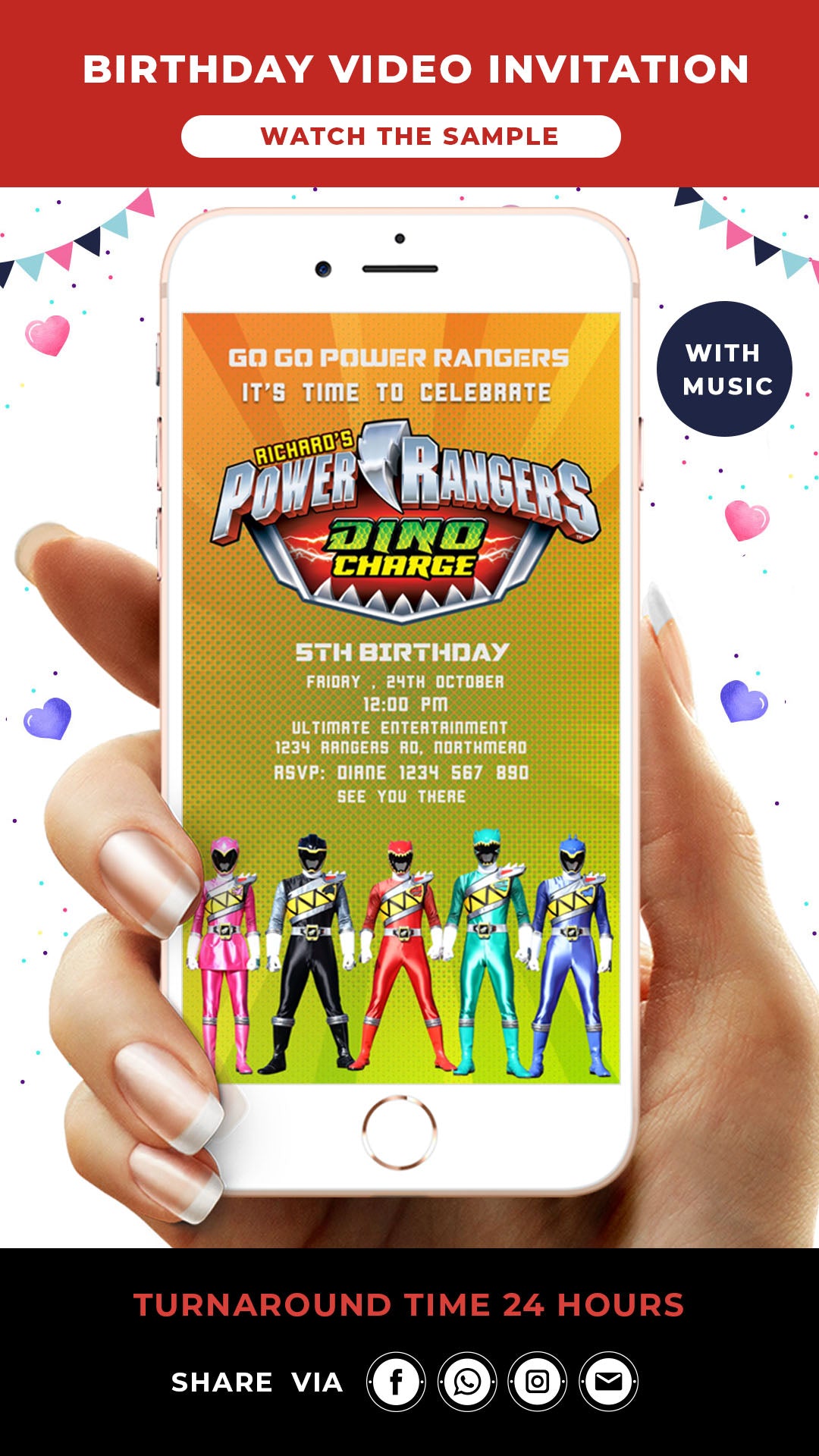 Power Rangers Birthday Video Invitation