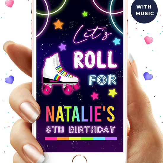 Roller Skating Digital Birthday Video Invitation