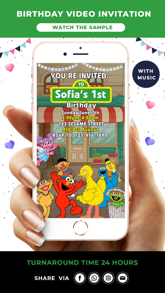 Sesame Street Digital Birthday Party Video Invitation