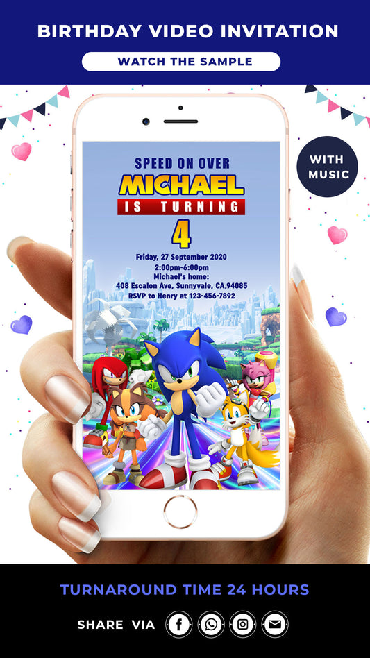 Sonic Birthday Video Invitation