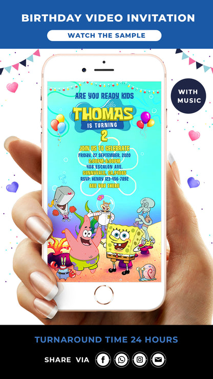 SpongeBob Birthday Video Invitation