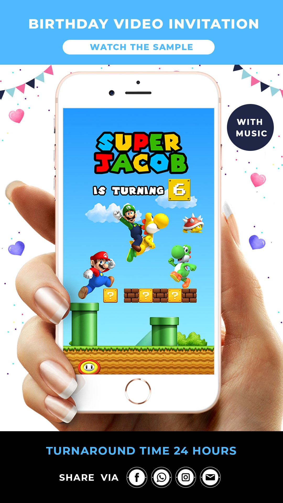 Super Mario Birthday Video Invitation