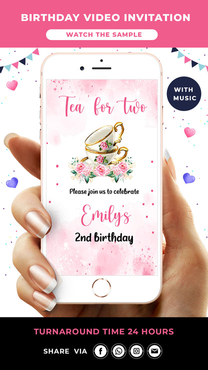 Tea Party Birthday Video Invitation