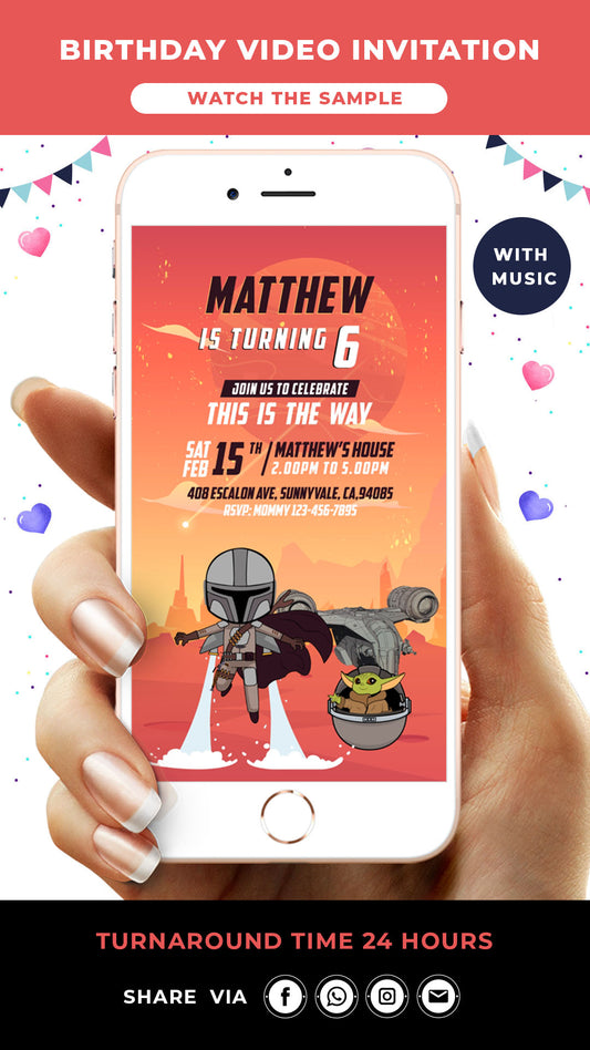 The Mandalorian Birthday Video Invitation