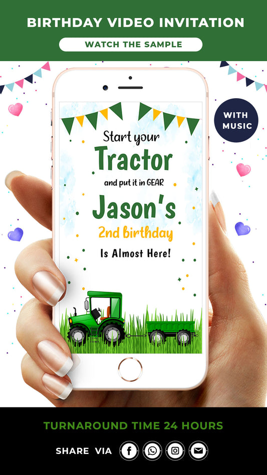 Tractor Birthday Video Invitation