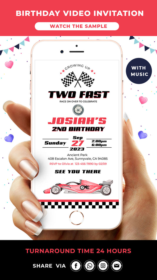 Two Fast Birthday Invitation Red