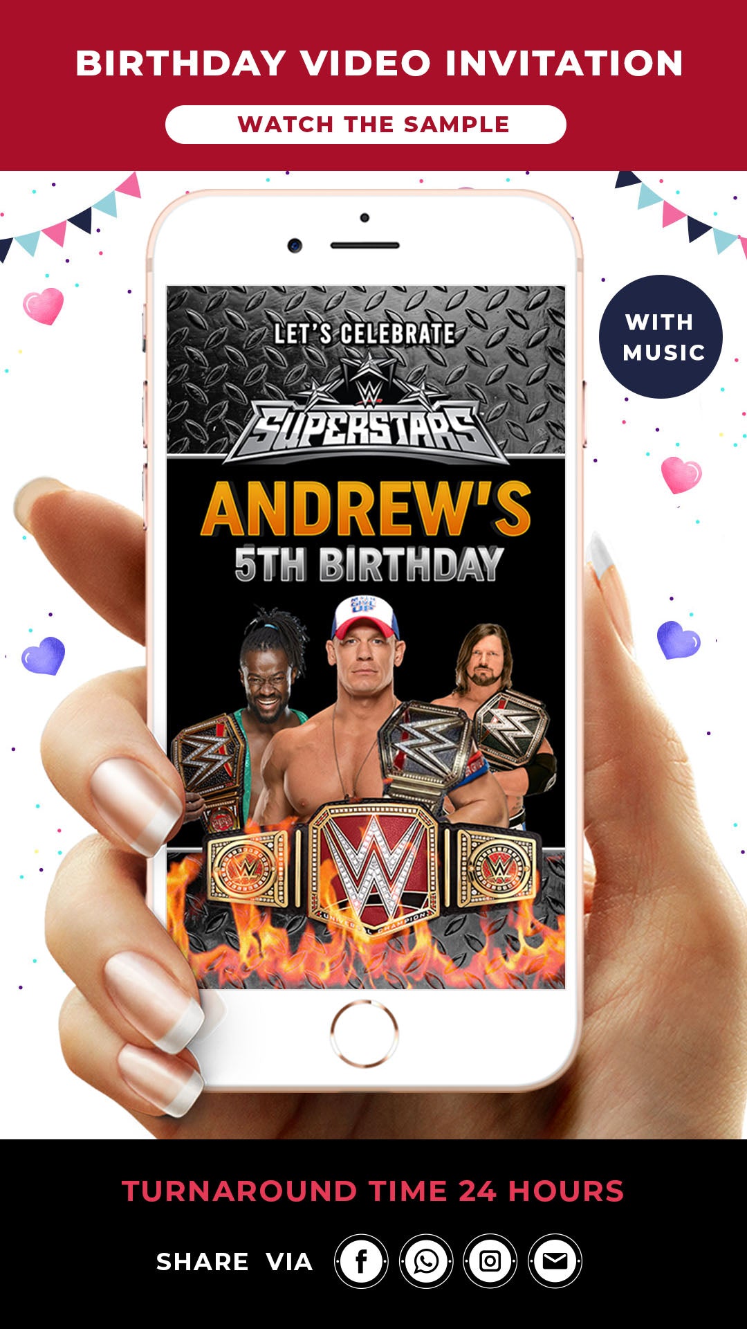 WWE Digital Birthday Animated Invitation – Crsti Custom Designs