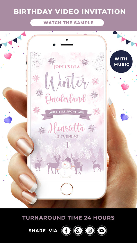 Winter Wonderland Digital Birthday Video Invitation