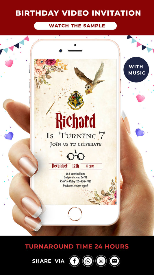 Harry Potter Digital Birthday Video Invitation