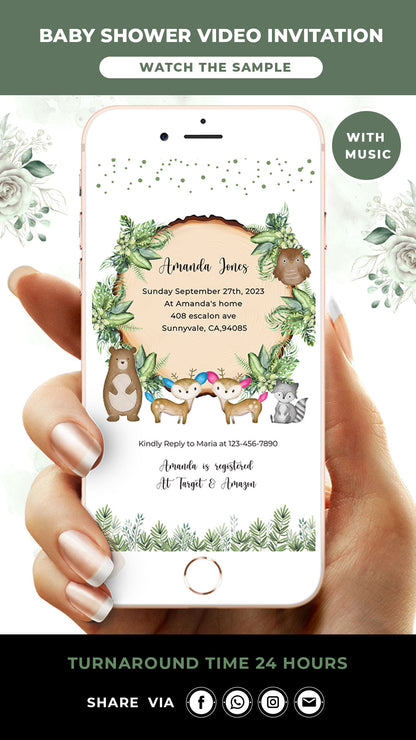 Woodland Baby Shower Video Invitation