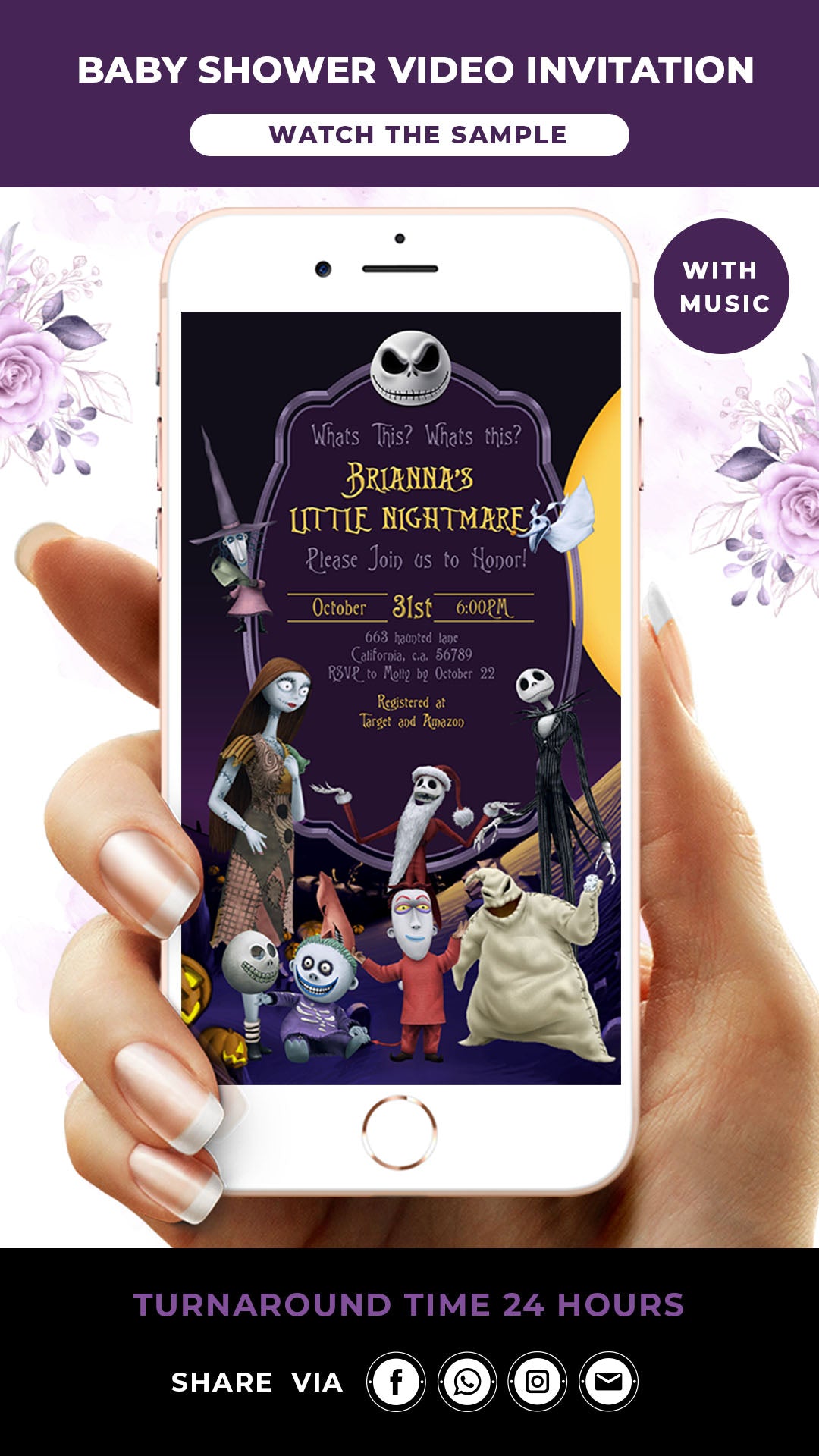 Nightmare Before Christmas Baby Shower Video Invitation