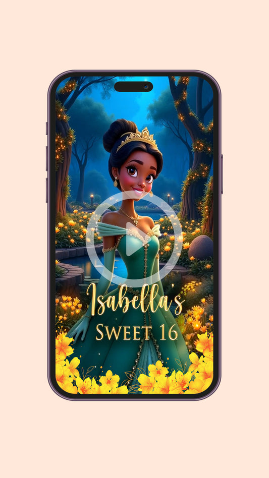 Princess Tiana Sweet 16 Invitation